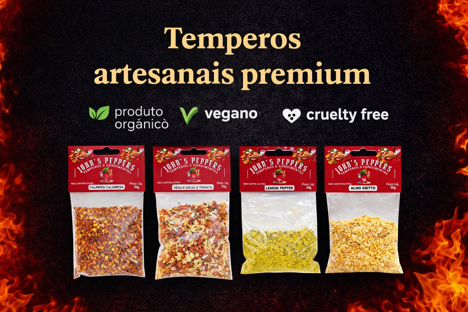 Temperos premium naturais produto vegetariano cruelty free